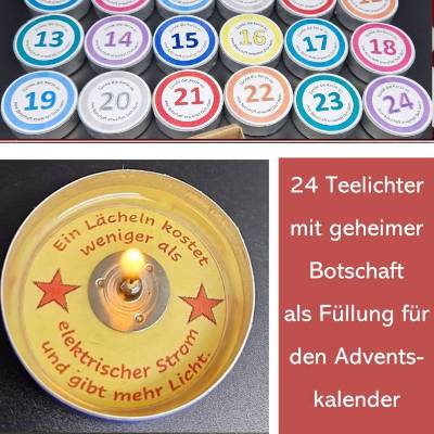 24 Teelichter mit geheimen Botschaften – Adventskalender Füllung & DIY Geschenkidee