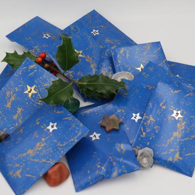 Edelstein-Adventskalender – 24 nummerierte Tütchen mit Trommelsteinen & Rohsteinen