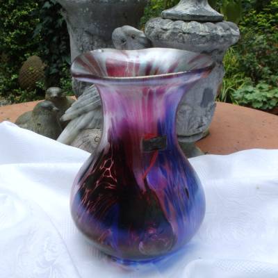 Vintage Vase Franz Austen Blumenvase Glasvase Glaskunst Glashütte Bayern Mid Century Abrissglas Brocante