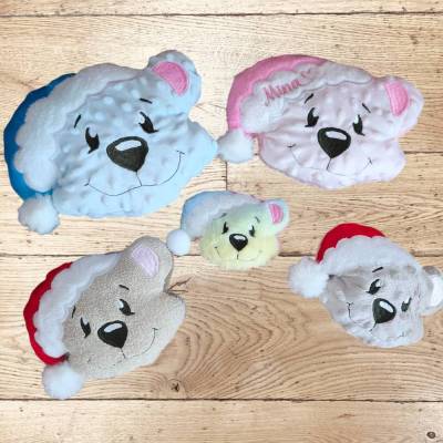 Stickdatei Weihnachten Teddy Bär Kopf In the Hoop Kissen Set 2576 – 5 Größen inkl. Anleitung | Design-by-Jasmina