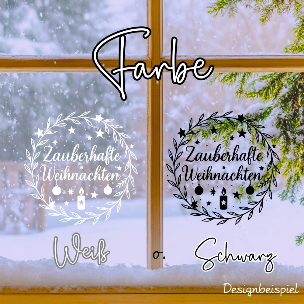 Fensterbild Kranz Aufkleber Zauberhafte Weihnachten