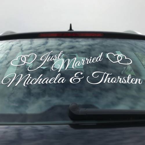 Personalisierte Hochzeitsaufkleber mit Namen – Liebevolle Sticker für Hochzeitsdeko – 60 cm, 16 Farben, wetterfest & abl