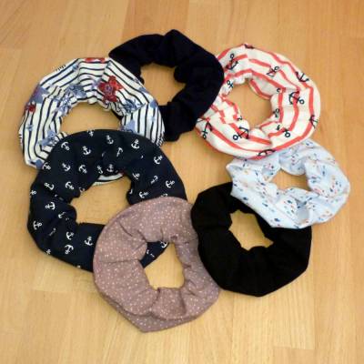Haargummi "Scrunchie" Zopfgummi, 2 Größen, verschiedene Designs, Biobaumwolle, Handarbeit 