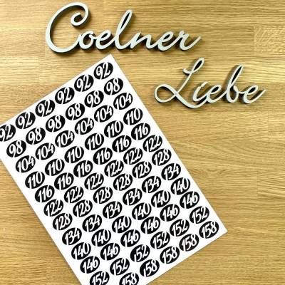 Größenlabel zum Aufbügeln – 72 Stück pro Bogen – Individuelle Kleidergrößenetiketten aus Thermotransferfolie