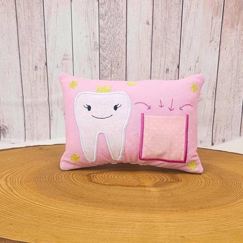 Zahnfeekissen rosa mit oder ohne Name | 17cm x 12cm | personalisiertes Kissen | Zahnfee Kissen | Wackelzahn | Geschenkid