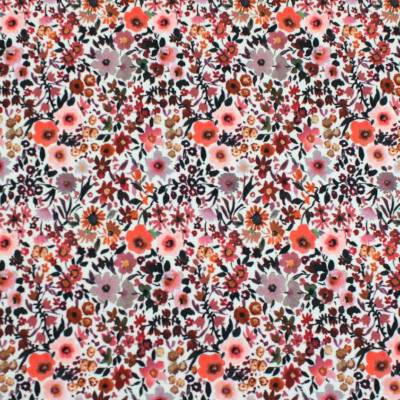 Jersey, Streublumen, Flowers, Digitaldruck, Meterware, Blumenstoff, Bekleidungsstoff, Baumwolle, ecru, nähen, handmade