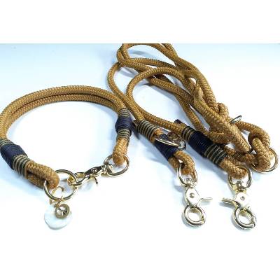 Hundehalsband mit Karabinerverschluss | 3fach verstellbare Hundeleine 2,5m in senfgelb