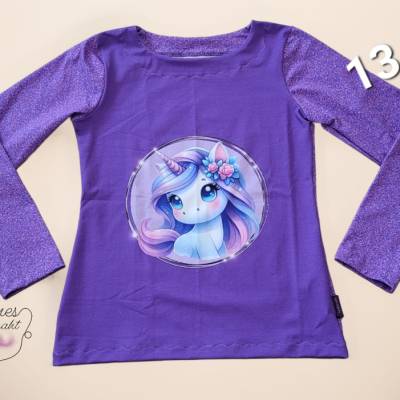 Longshirt Einhorn für Kinder aus Jersey – Einzelstück in Größe 134