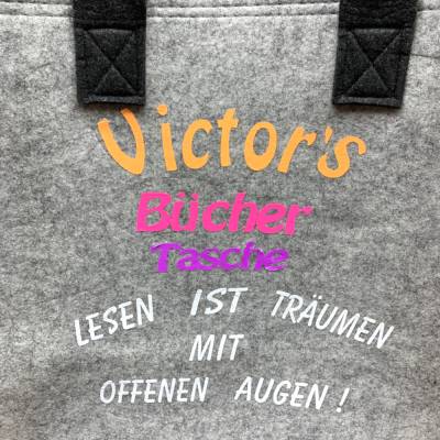 Filztasche für Bücher mit individueller Beschriftung