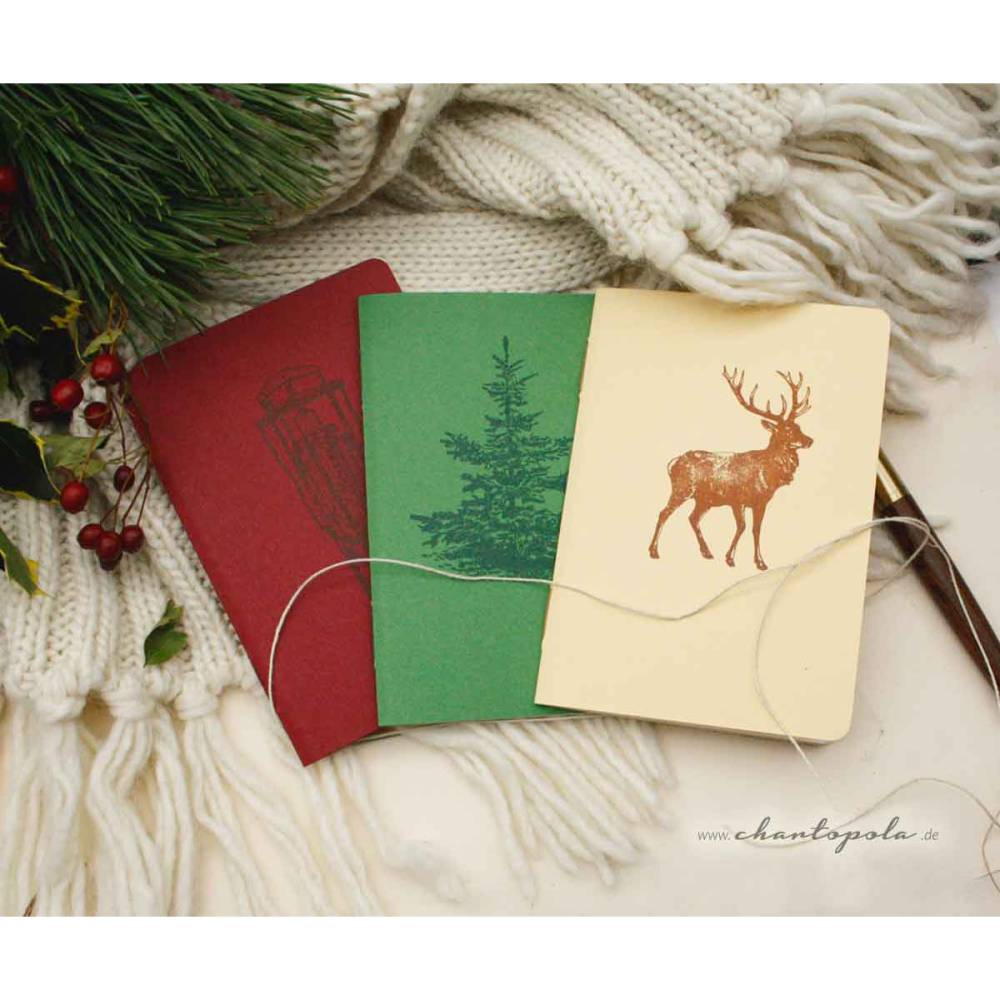3er-Set Notizhefte „Weihnachtsträume“, handmade Bild 1