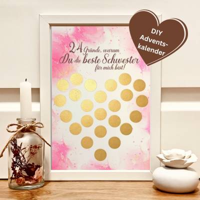 Personalisierter Adventskalender für Schwestern | DIY Rubbel Adventskalender zum Beschriften