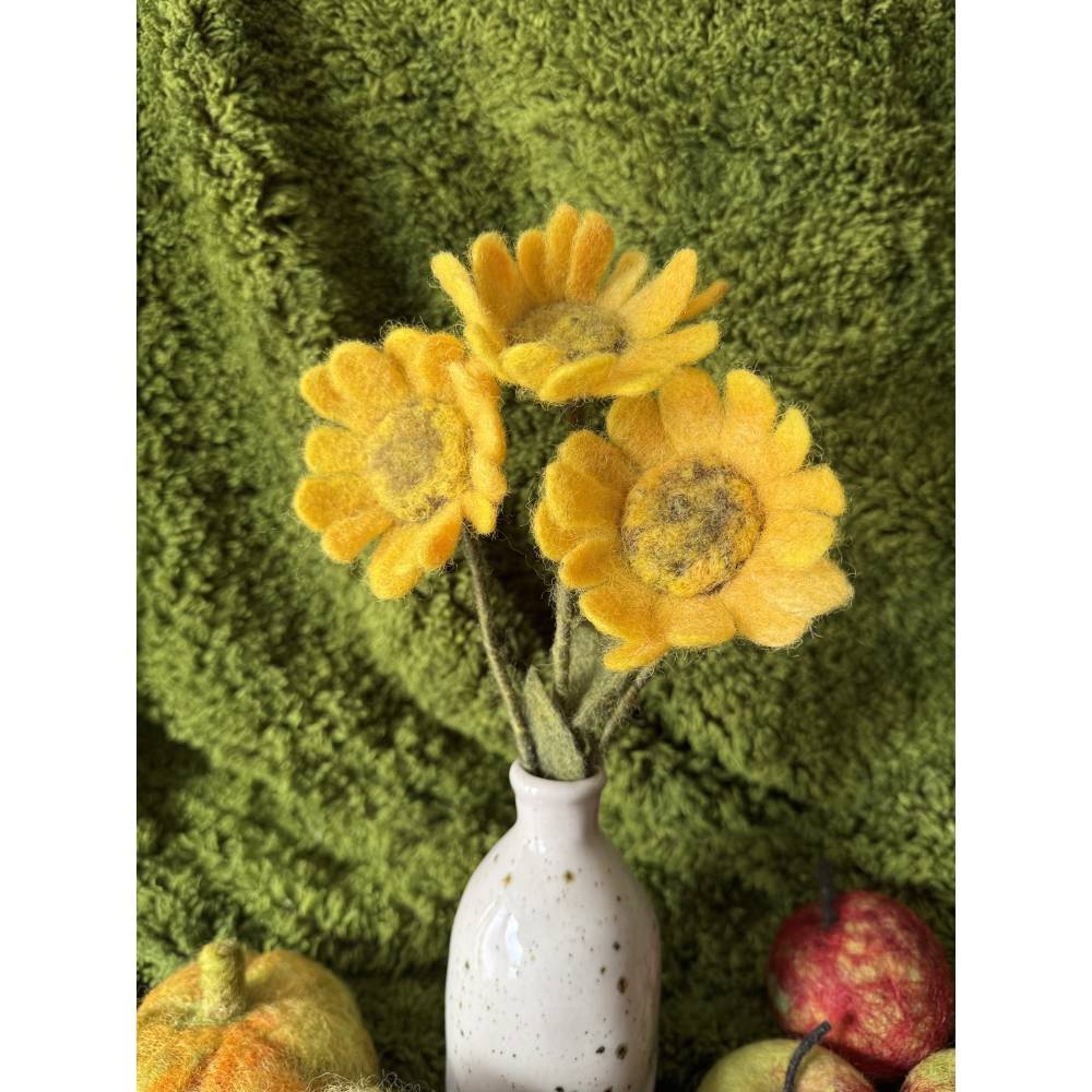 Schöne Sonnenblume Sonnenblumenstrauß Wollfilz Herbstdeko Erntedankfest