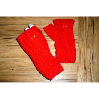 Handstulpen farbige Stulpen mit Eule fingerlose Handschuhe Pulswärmer