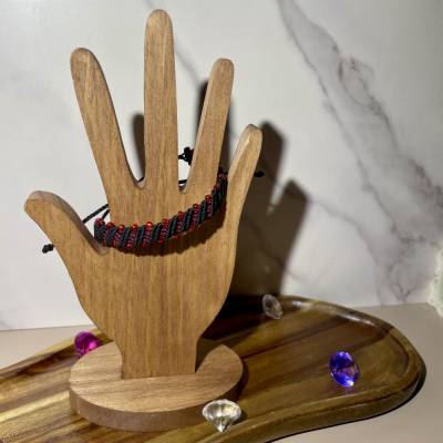 Armband Schwarz/Rot Handgemacht Größenverstellbar XS-4XL