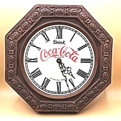 Coca Cola Wanduhr Retro 80er Quartzwerk Werbung Nostalgie achteckig Kunststoff