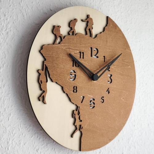 Uhr Bergsteiger Berg Holz Wohnzimmeruhr handgemachte Wanduhr Gipfelstürmer