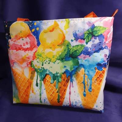 Shopper „Eistüten & Colourblocking“ – auffallend knallig, wasserabweisend, waschbar