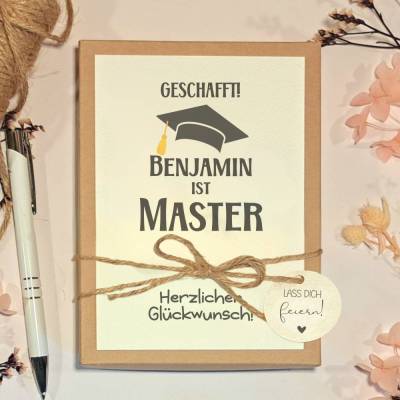 Personalisierte Geschenkbox zum Master Abschluss - Geldgeschenk Verpackung zum Studiunabschluss