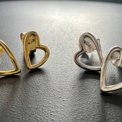Herz Ohrstecker 925-Silber oder vergoldet | 7 x 10 mm