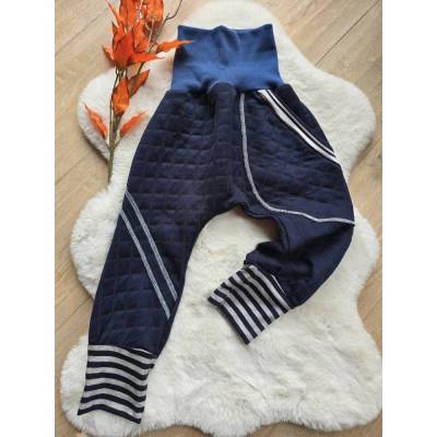 Gesteppte Kinderhose Gr.104/110 – Warme, bequeme & stylische Pumphose mit Streifen für Herbst & Winter, Unisex