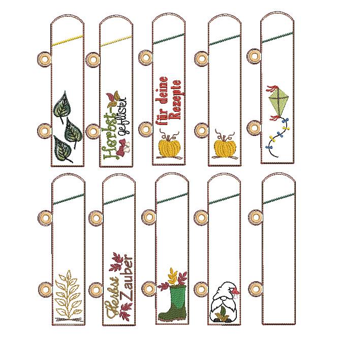 Stickdatei Herbst Etuis Stifteetui Ringbuch für einen oder zwei Kugelschreiber Bild 2