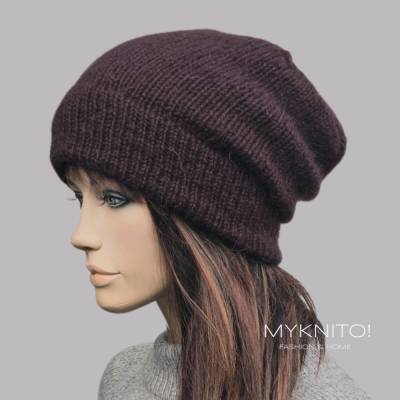 Strickmütze, Wolle, Mohair, weinrot, Beanie, Mütze, slouch, Wintermütze, gestrickt, bordea