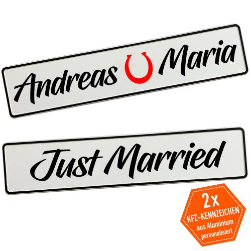 Kennzeichen Hochzeit mit Namen Deko Hochzeitsauto Hochzeitskennzeichen selbst gestalten Motiv Glück