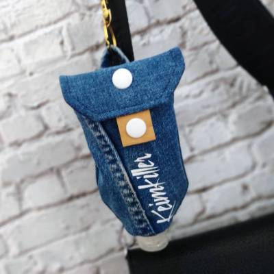 Handgel- / Desinfektionsmittel-Tasche KEIMKILLER Bluejeans/White - nachhaltig & einzigartig