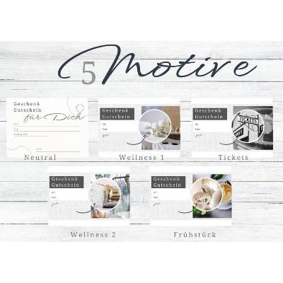 Geschenkgutschein, last minute Geschenk Weihnachten, Gutschein Vorlagen zum ausdrucken, 5 Motive