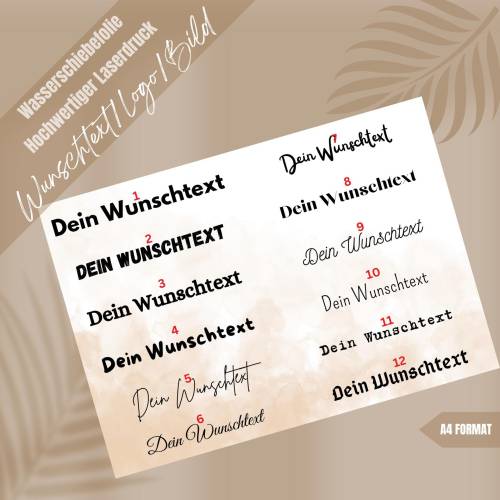 Wasserschiebefolie Wunschtext/Logo/Bild | Kerzentattoos DIN A4 | Tattoo Folie für Kerzen DIY | Kerzen selbst gestalten &