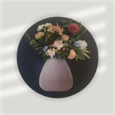 3D-Bild Wandbild Blumenvase 3D Blumenstrauß Wandkunst rund Leinwand Blumen