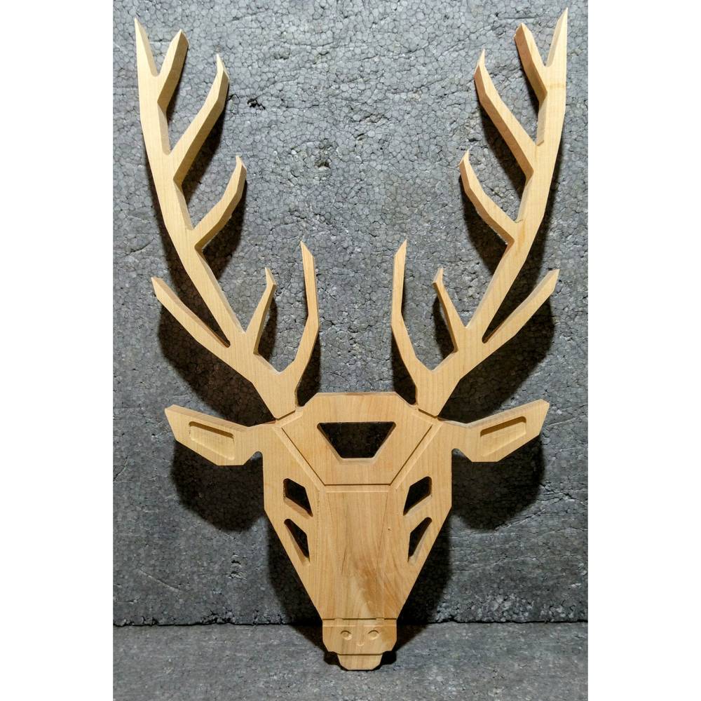 Holz-Bild, Holz Deko, Dekoration, Hirschkopf, Erle,Holz, Bastelholz