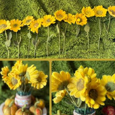 Wunderschöne gefilzte Sonnenblume Herbstdeko Erntedankfest 