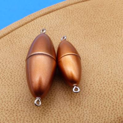 Magnetverschluss kupfer, oval mit Ösen, 14, 11 mm, Schmuckverschluß, Kettenverschluss
