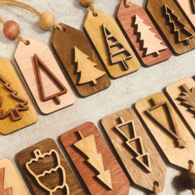 Laserdatei Tannenbäume Weihnachten – 42 Motive als SVG für Anhänger & Holzdeko – inkl. Gewerbelizenz