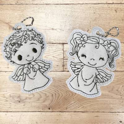 Stickdatei Engel Schlüsselanhänger ITH Set – Taschenbaumler & Anhänger von Design-by-Jasmina / Sternenkind