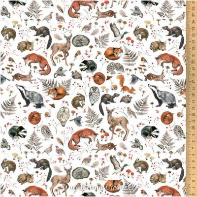 Baumwollstoff Wildtiere von acufactum by Sophia Drescher  – OEKO-TEX – winterliche Waldtiere - ab 30 x 145 cm
