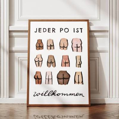 Poster Jeder Po ist willkommen | digital /gedruckt mit Rahmen | minimalistisch lustig boho | WC Badezimmer Toilette Klo