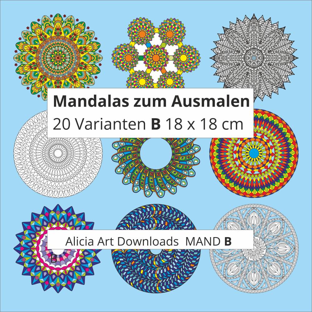 Mandalas zum Ausmalen 20 Stück Varianten B Bild 1