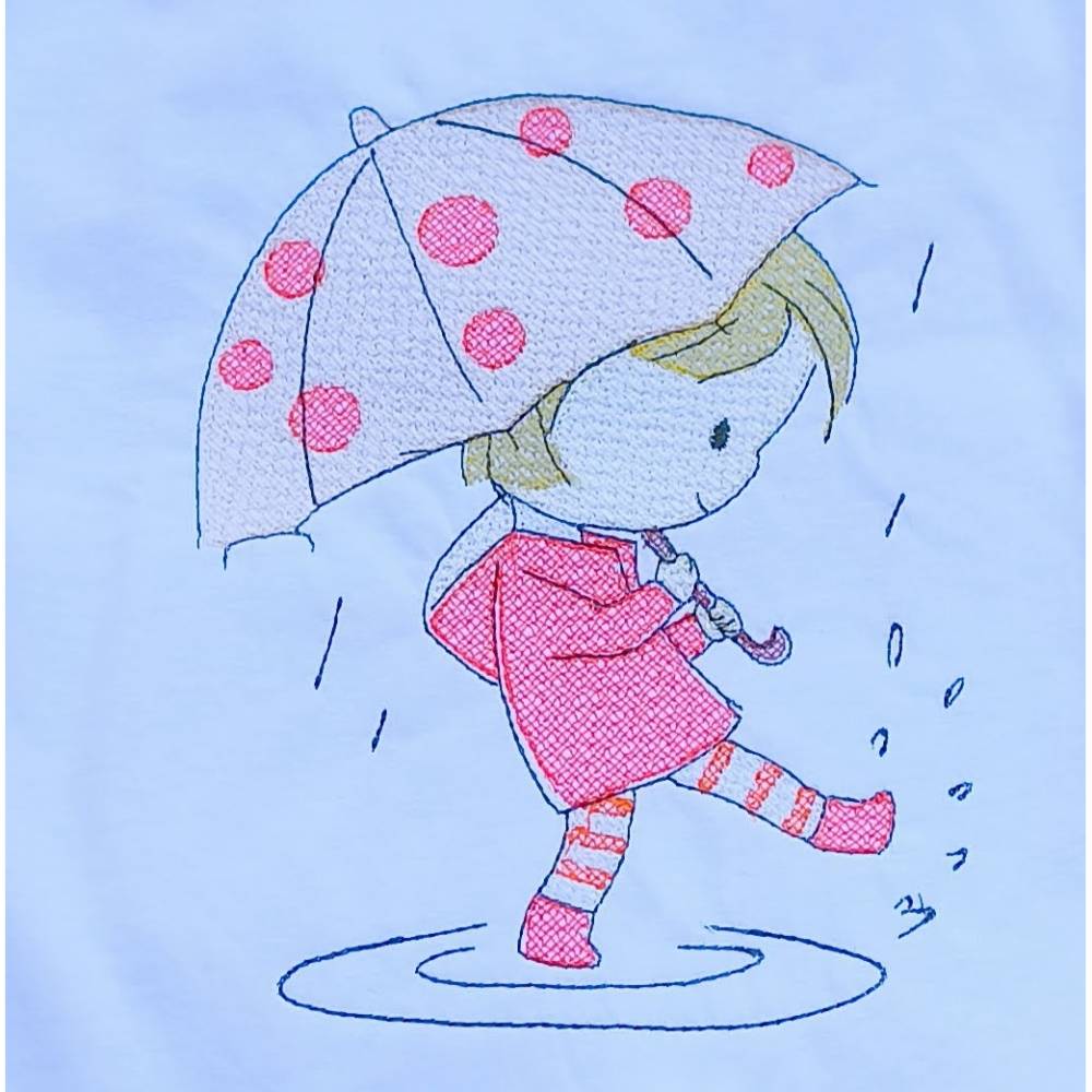 Stickdatei Herbst Mädchen mit Regenschirm – Set 2559/1 für Maschinenstickerei Bild 2
