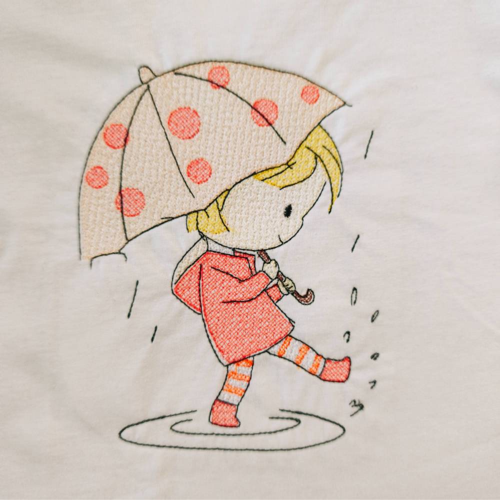 Stickdatei Herbst Mädchen mit Regenschirm – Set 2559/1 für Maschinenstickerei Bild 3