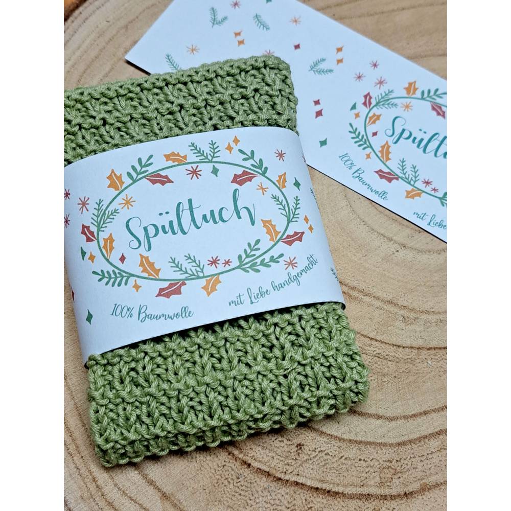 Geschenkverpackung für Spültücher –Weihnachtliche Banderole zum Selbstausdrucken - Printable Download Datei Bild 2