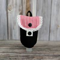 Handgel- / Desinfektionsmittel-Tasche | SUSI – Handmade Karo-Look mit Spitze | Accessoire für Oktoberfest