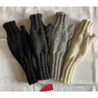 Fingerlose Handschuhe "Robusto Color", 100% Alpaka, Naturtöne/Schwarzweiß