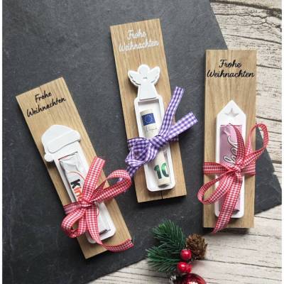 Geldgeschenk "Frohe Weihnachten" ~ Geschenkverpackung Schokoriegelhalter ~ Mitbringsel Nikolaus