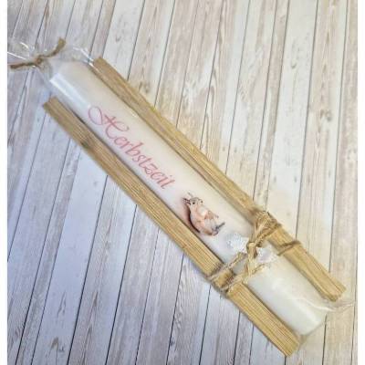 Herbstkerze in Holzbox -Herbstzeit Eichhörnchen- kleines Geschenk - perfektes Mitbringsel