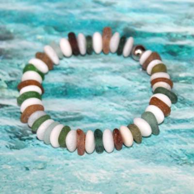 Armband, Armschmuck, Perlenarmband, Strandsteinchen, Seaglass, Armbandlänge 19 cm