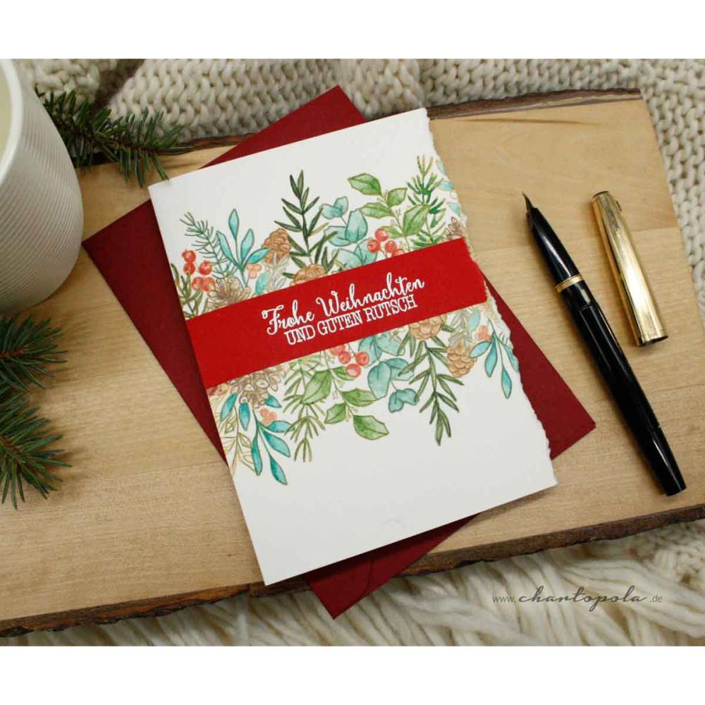 Handgemachte Weihnachtskarte „Tannenzweige“ Bild 1