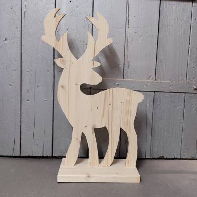 Große Hirschfigur aus Massivholz ca. 60 cm hoch