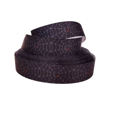 Ripsband Spinne im Spinnennetz – schwarzes Geschenkband Spinnennetzen
